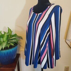 Sydney Rose Women's Striped Blouse, Blue Pink white, Medium